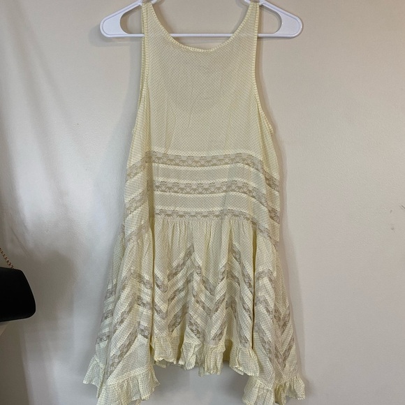 Free People Intimately Voile and Lace Boho Trapeze Cream Mini Sundress Polka dot - Picture 7 of 13